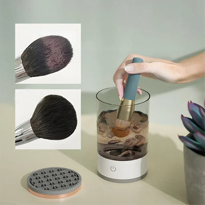 USB Charging Electric Makeup Brush Cleaner Machine: 3-in-1 Automatic Cosmetic Brush Quick Dry Cleaning Tools