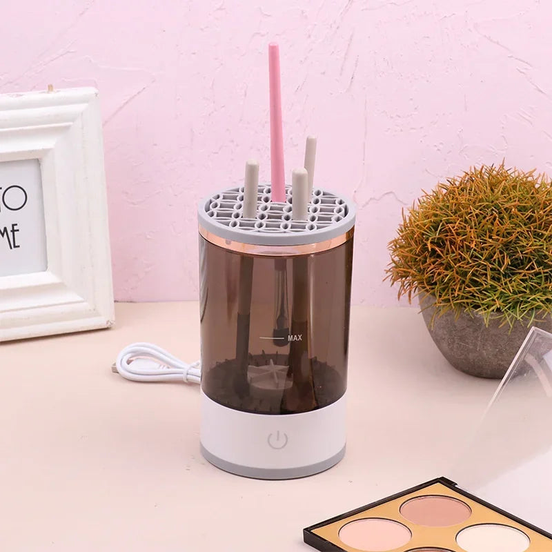 USB Charging Electric Makeup Brush Cleaner Machine: 3-in-1 Automatic Cosmetic Brush Quick Dry Cleaning Tools