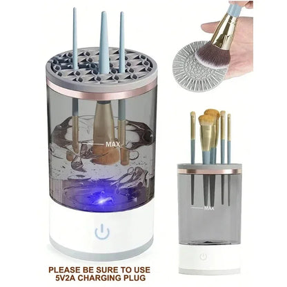 USB Charging Electric Makeup Brush Cleaner Machine: 3-in-1 Automatic Cosmetic Brush Quick Dry Cleaning Tools