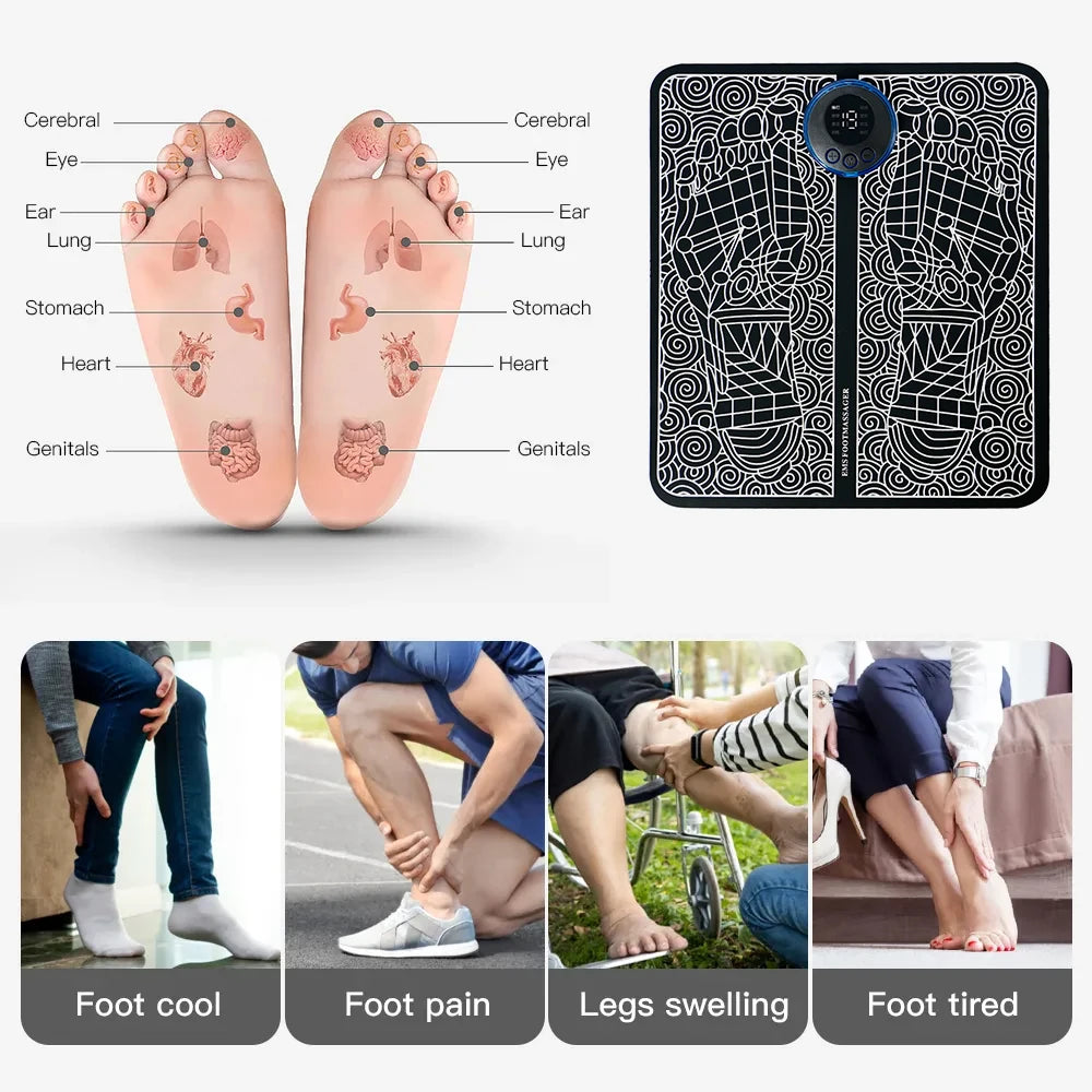 Electric EMS Foot Massager Pad Relief Pain Relax