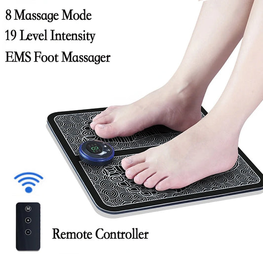 Remote EMS Foot Massager Pad Portable Electric Muscle Stimulation Massage Mat Improve Blood Circulation Relief Pain Relax Feet